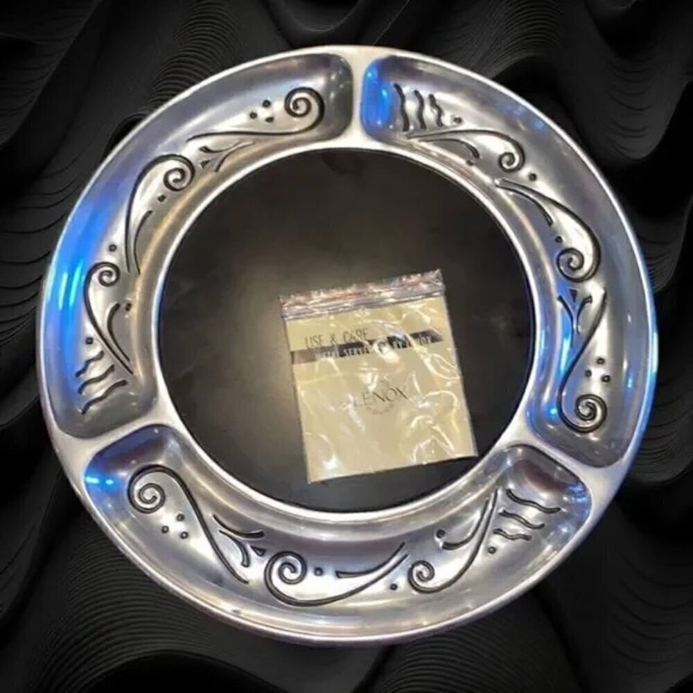 Round Lenox Spyro Cheese Platter with Marble Center